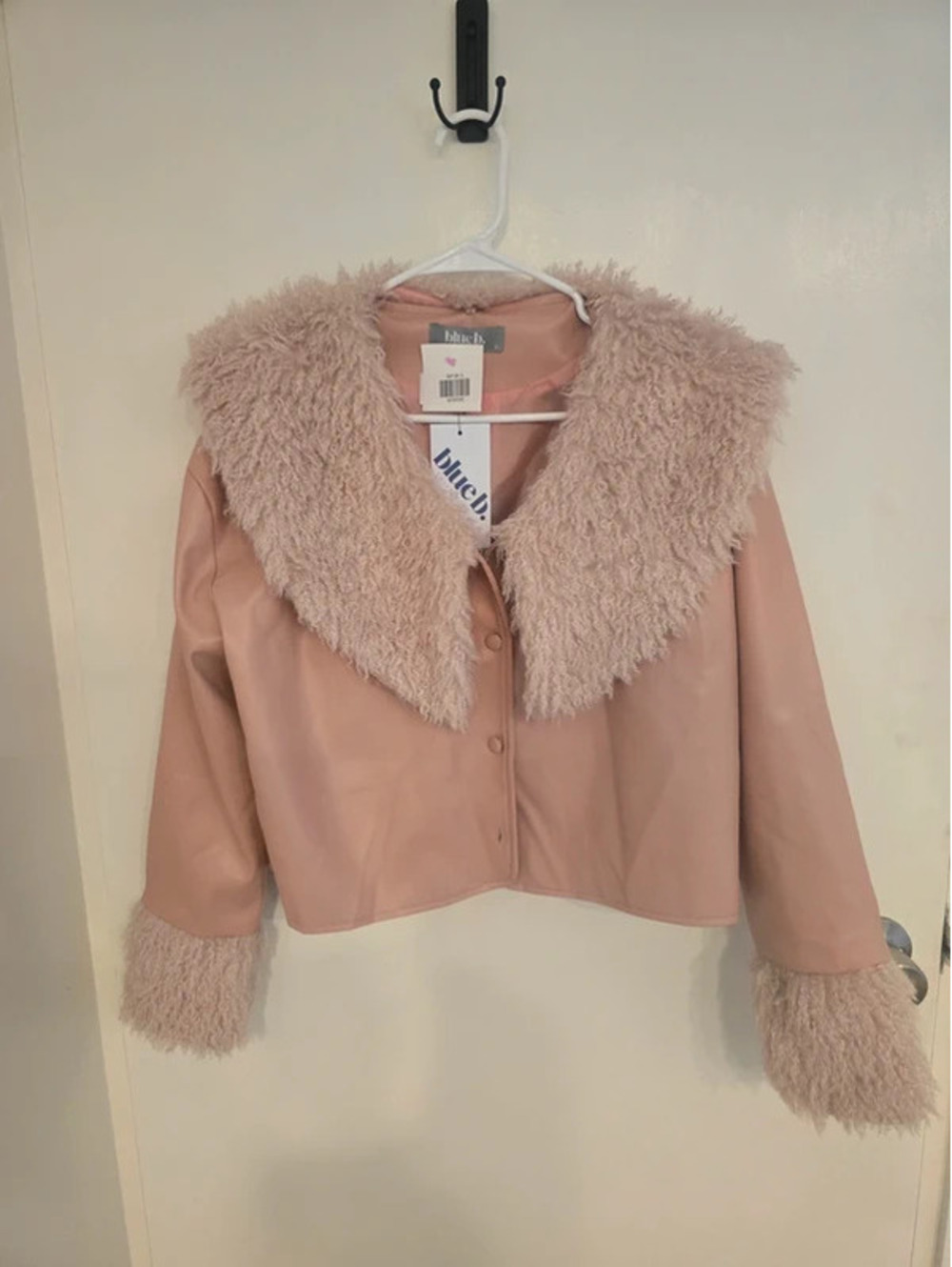 Faux fur and leather jacket